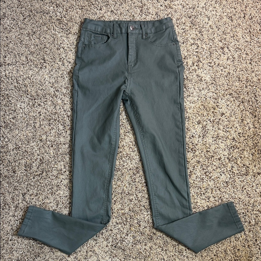 SHEIN Skinny High Waist Pleather Pants in Olive Green Size XS